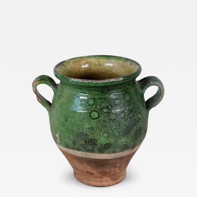 French 19th Century Green Glaze Confit Pot