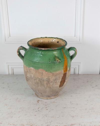 French 19th Century Green Glaze Confit Pot
