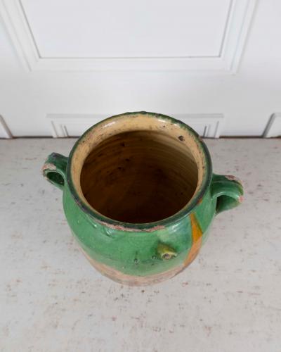 French 19th Century Green Glaze Confit Pot