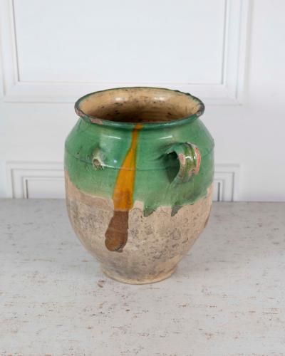 French 19th Century Green Glaze Confit Pot