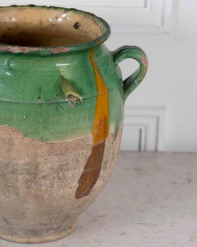 French 19th Century Green Glaze Confit Pot