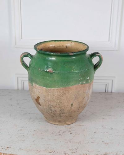French 19th Century Green Glaze Confit Pot