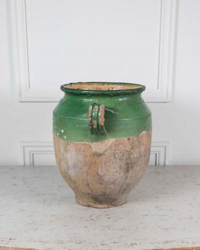 French 19th Century Green Glaze Confit Pot