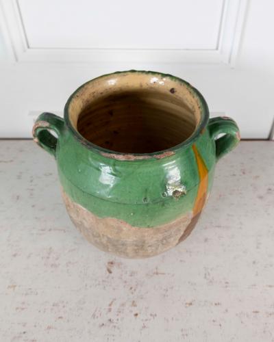 French 19th Century Green Glaze Confit Pot