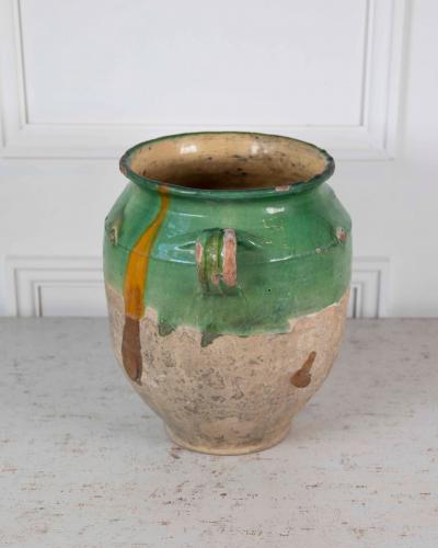 French 19th Century Green Glaze Confit Pot