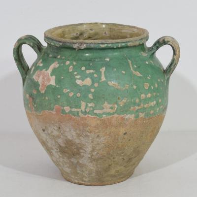French 19th Century Green Glazed Ceramic Confit Jar