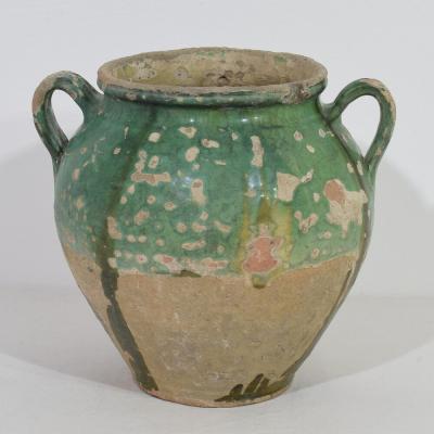 French 19th Century Green Glazed Ceramic Confit Jar