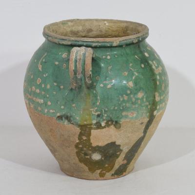 French 19th Century Green Glazed Ceramic Confit Jar