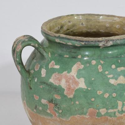 French 19th Century Green Glazed Ceramic Confit Jar