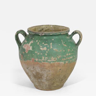 French 19th Century Green Glazed Ceramic Confit Jar