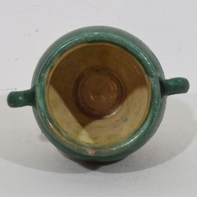 French 19th Century Green Glazed Ceramic Confit Jar Pot