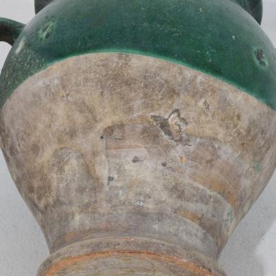 French 19th Century Green Glazed Ceramic Confit Jar Pot