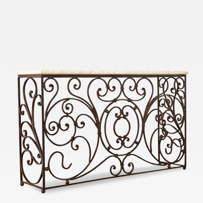 French 19th Century Iron Marble Balcony Rail Console