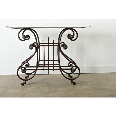 French 19th Century Iron Marble Butchers Table