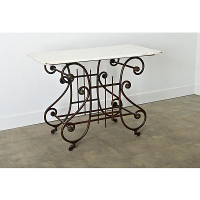 French 19th Century Iron Marble Butchers Table