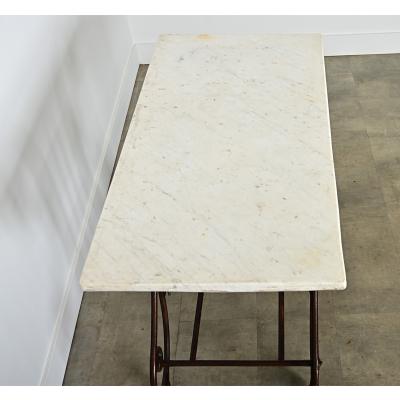 French 19th Century Iron Marble Butchers Table