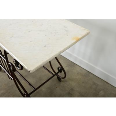 French 19th Century Iron Marble Butchers Table