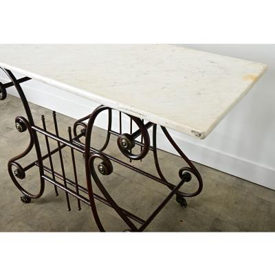 French 19th Century Iron Marble Butchers Table