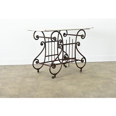 French 19th Century Iron Marble Butchers Table