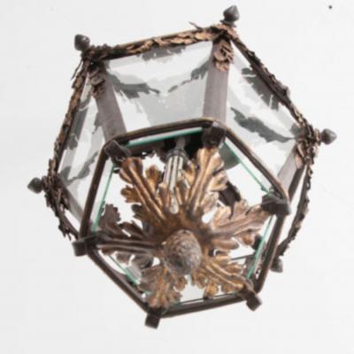 French 19th Century Iron and Gilt Brass Single Light Lantern