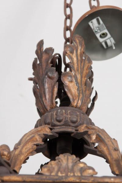 French 19th Century Iron and Gilt Brass Single Light Lantern