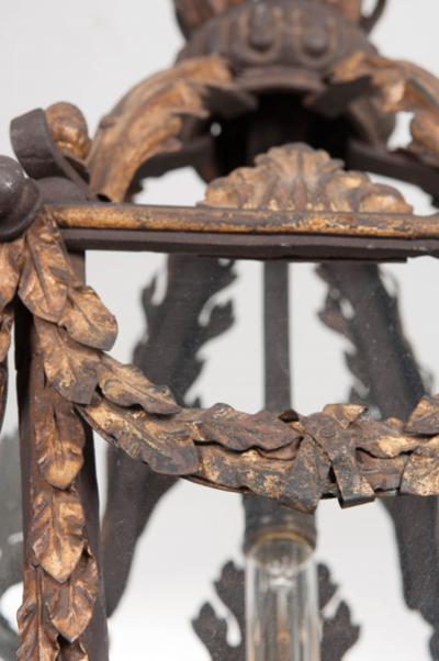 French 19th Century Iron and Gilt Brass Single Light Lantern