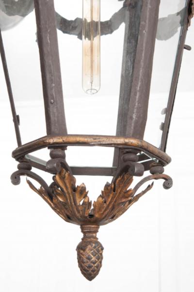 French 19th Century Iron and Gilt Brass Single Light Lantern