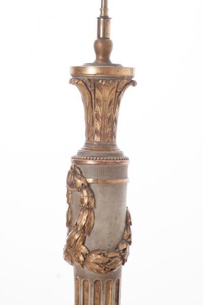 French 19th Century Large Painted and Gilt Candlestick Floor Lamp