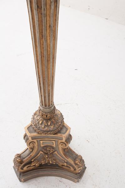 French 19th Century Large Painted and Gilt Candlestick Floor Lamp