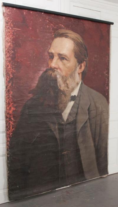 French 19th Century Large Portrait on Canvas
