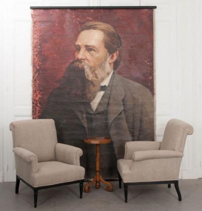 French 19th Century Large Portrait on Canvas