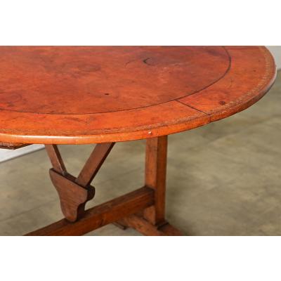 French 19th Century Leather Top Wine Tasting Table