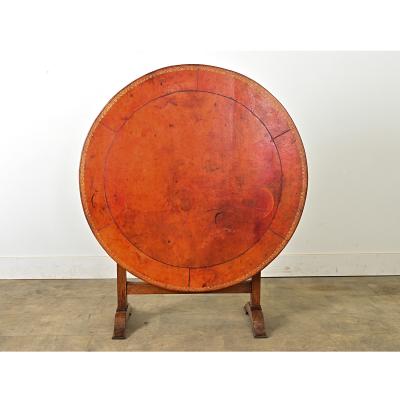 French 19th Century Leather Top Wine Tasting Table