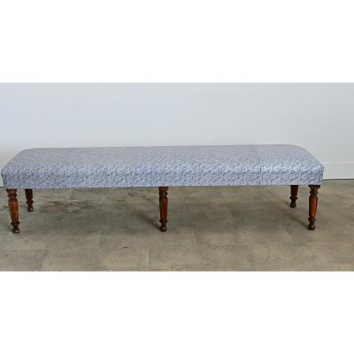 French 19th Century Long Bench in Fortuny Fabric