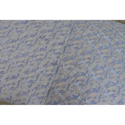 French 19th Century Long Bench in Fortuny Fabric