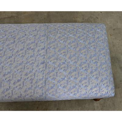 French 19th Century Long Bench in Fortuny Fabric