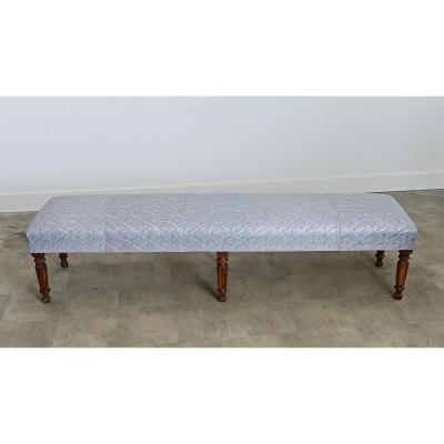 French 19th Century Long Bench in Fortuny Fabric