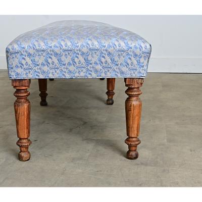 French 19th Century Long Bench in Fortuny Fabric