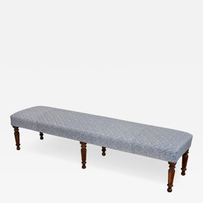 French 19th Century Long Bench in Fortuny Fabric