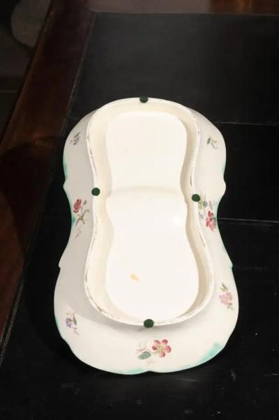 French 19th Century Longchamp Majolica Asparagus Server with Floral Decor