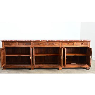 French 19th Century Louis Philippe Walnut Enfilade with Red Marble Top