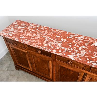 French 19th Century Louis Philippe Walnut Enfilade with Red Marble Top