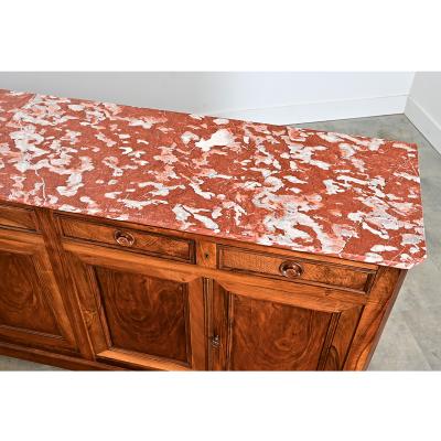 French 19th Century Louis Philippe Walnut Enfilade with Red Marble Top