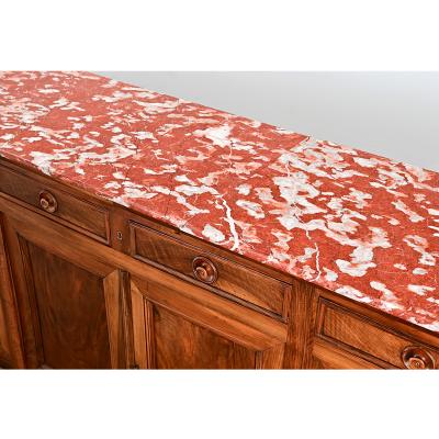 French 19th Century Louis Philippe Walnut Enfilade with Red Marble Top