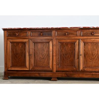 French 19th Century Louis Philippe Walnut Enfilade with Red Marble Top
