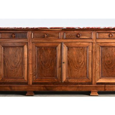 French 19th Century Louis Philippe Walnut Enfilade with Red Marble Top