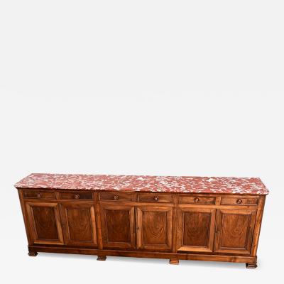 French 19th Century Louis Philippe Walnut Enfilade with Red Marble Top