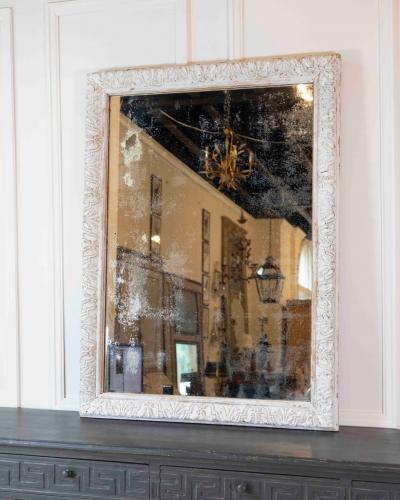 French 19th Century Louis XIV Style Carved Wood and Stucco Mirror