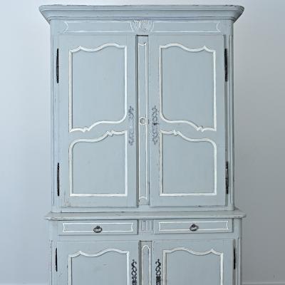 French 19th Century Louis XV Painted Buffet a Deux Corps