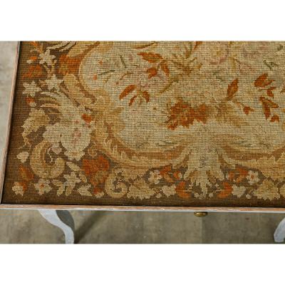 French 19th Century Louis XV Style Needlepoint Tea Table